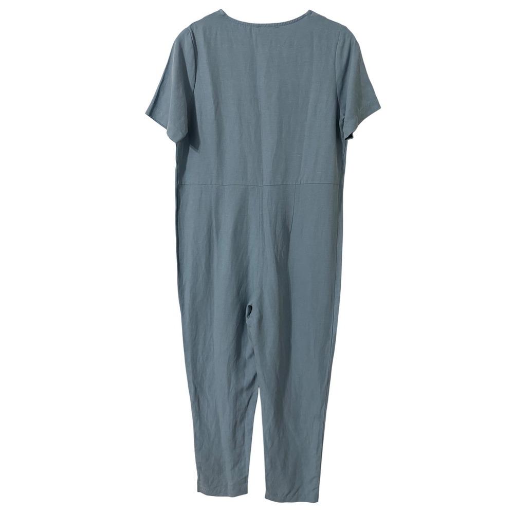 Hatch Collection Blue Tencel Linen Button Front Maternity Jumpsuit Size 1/ Small - Picture 3 of 5